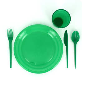 Plastic PS mes  groen 16,5 cm (15 stuks) 