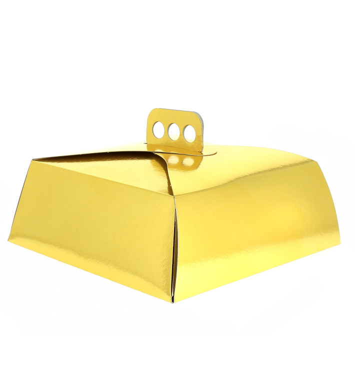 Papieren cake doosje goud Vierkant 30,5x30,5x10cm 