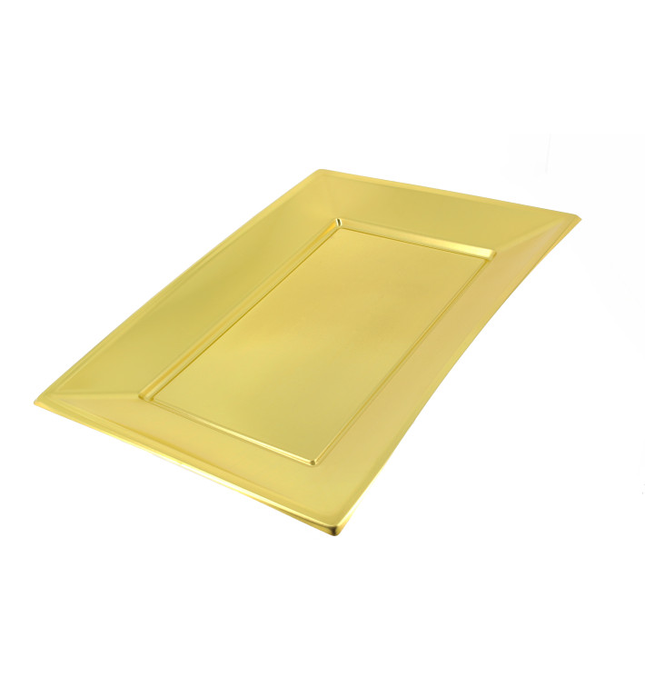 Plastic dienblad goud 33x23cm 