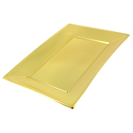 Plastic dienblad goud 33x22,5cm (2 stuks) 