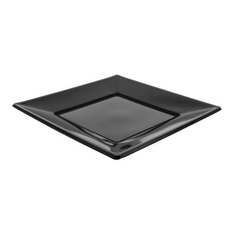 Plastic bord Plat Vierkant zwart 23 cm (5 stuks) 