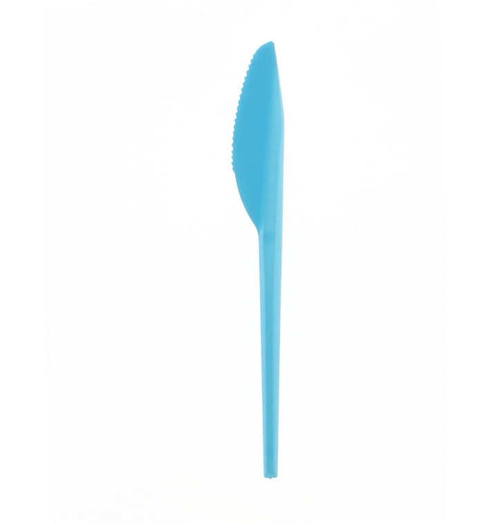 Plastic PS mes  blauw 16,5 cm 