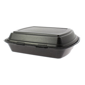 Schuim lunch doos 3 Compartmenten zwart 2,40x2,10x0,70cm (125 stuks) 