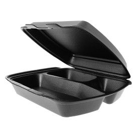 Schuim lunch doos 3 Compartmenten zwart 2,40x2,10x0,70cm 