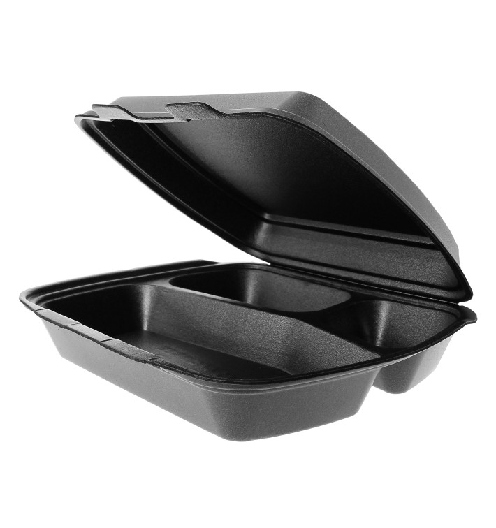 Schuim lunch doos 3 Compartmenten zwart 2,40x2,10x0,70cm 