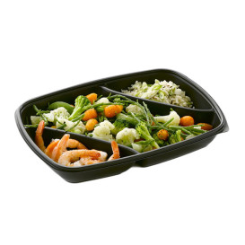 Plastic deli Container PP 3C zwart 975ml 28x20x4cm (150 stuks)