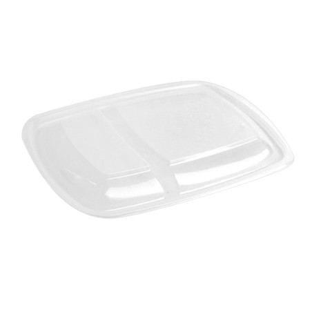 Plastic Deksel voor Deli Container PP Rechthoekige vorm 2C zwart en creme 23x16,5cm (75 stuks) 