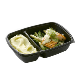 Plastic deli Container PP 2C zwart 900ml 23x16,5x5cm (75 stuks) 