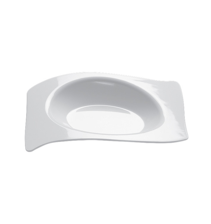 Proeving Plastic bord PS Plat wit 8x6,6 cm (500 stuks)