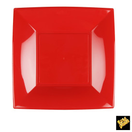 Plastic bord Plat rood "Nice" PP 23 cm (300 stuks)