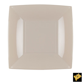 Plastic bord Plat beige "Nice" PP 18 cm (25 stuks) 