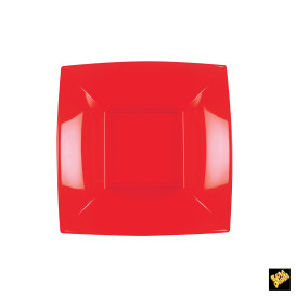 Plastic bord Diep rood "Nice" PP 18 cm (25 stuks) 