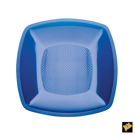 Plastic bord Plat blauw Vierkant PS 23 cm (300 stuks)