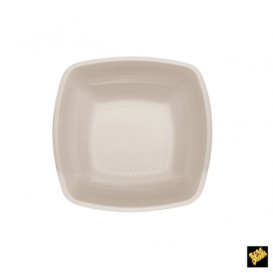 Plastic bord Diep beige Vierkant PP 18 cm (25 stuks) 