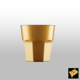 Plastic beker voor Cocktail PS goud Ø7,3cm 220ml (50 stuks) 