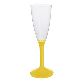 Plastic stam fluitglas Mousserende Wijn geel 120ml 2P (20 stuks)