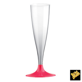 Plastic stam fluitglas Mousserende Wijn fuchsia 140ml 2P (20 stuks)