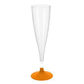 Plastic stam fluitglas Mousserende Wijn oranje transparant 140ml 2P (400 stuks)