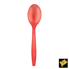 Plastic lepel  PS Premium rood 19cm (50 stuks) 