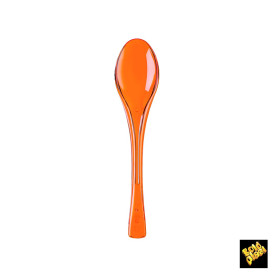 Plastic lepel  PS "Flen" oranje transparant 14,5cm (50 stuks) 