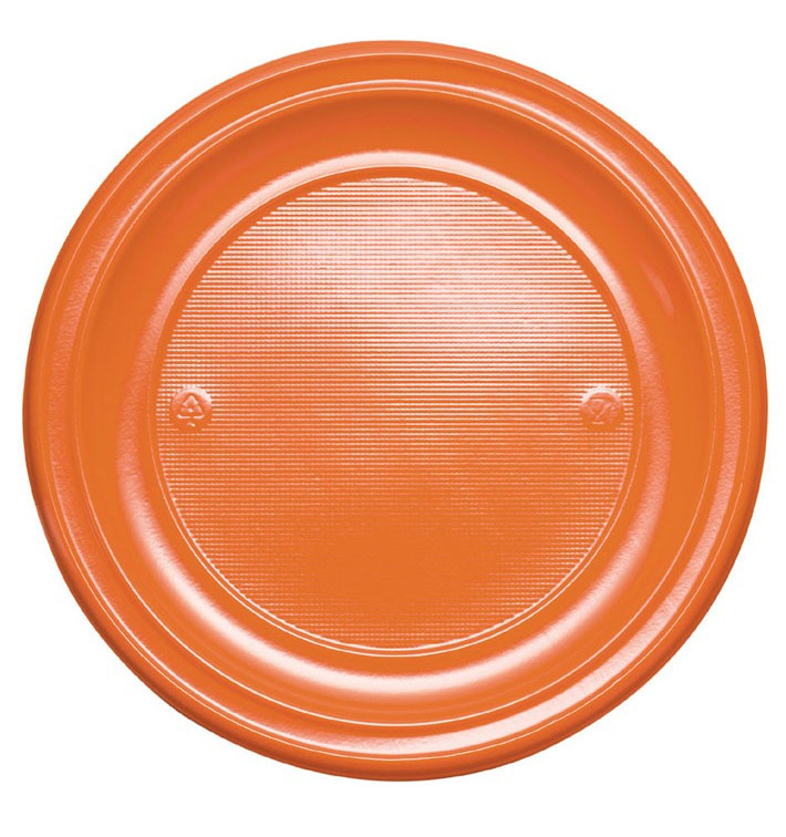 Plastic bord PS Plat oranje Ø22 cm (780 stuks)