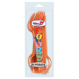 Plastic PS vork oranje 17,5cm (20 stuks) 