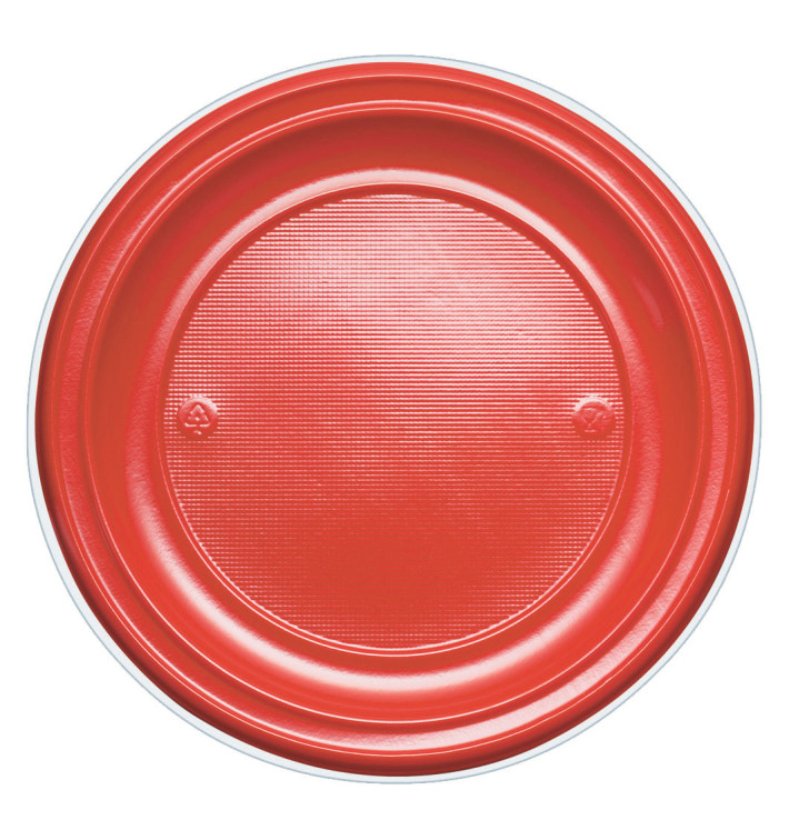 Plastic bord PS Plat rood Ø22 cm (30 stuks) 