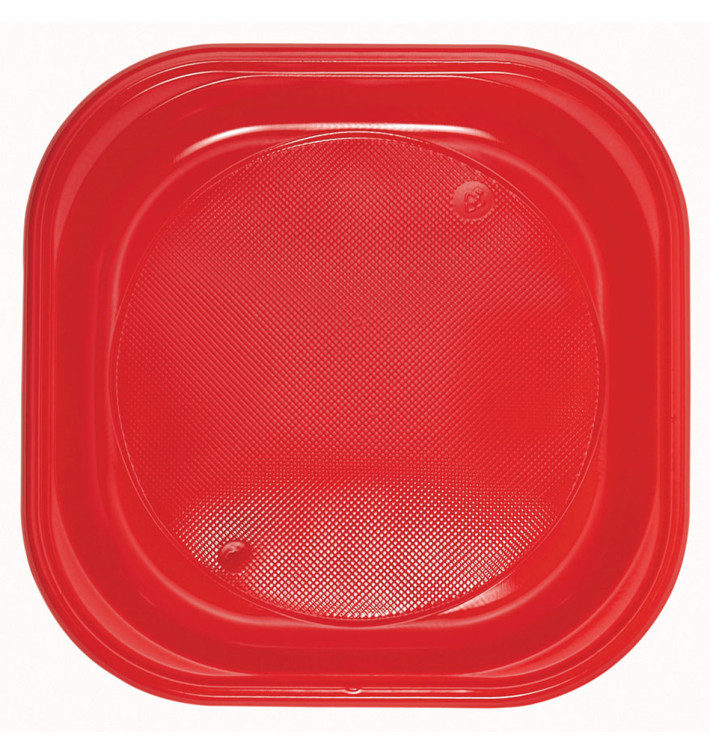 Plastic bord PS Vierkant rood 20x20 cm (50 stuks) 