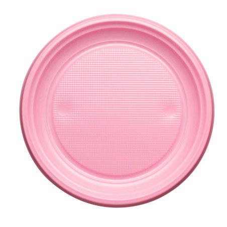 Plastic bord PS Plat roze Ø17 cm (50 stuks) 