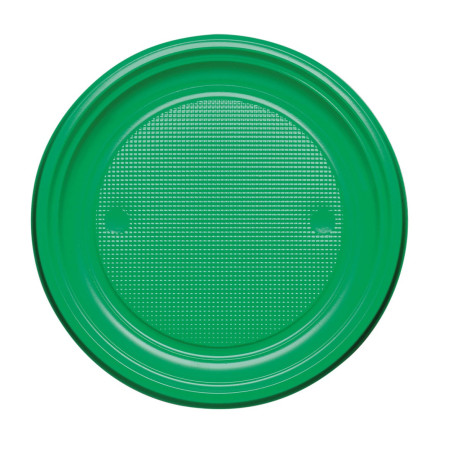 Plastic bord PS Plat groen Ø17 cm (50 stuks) 