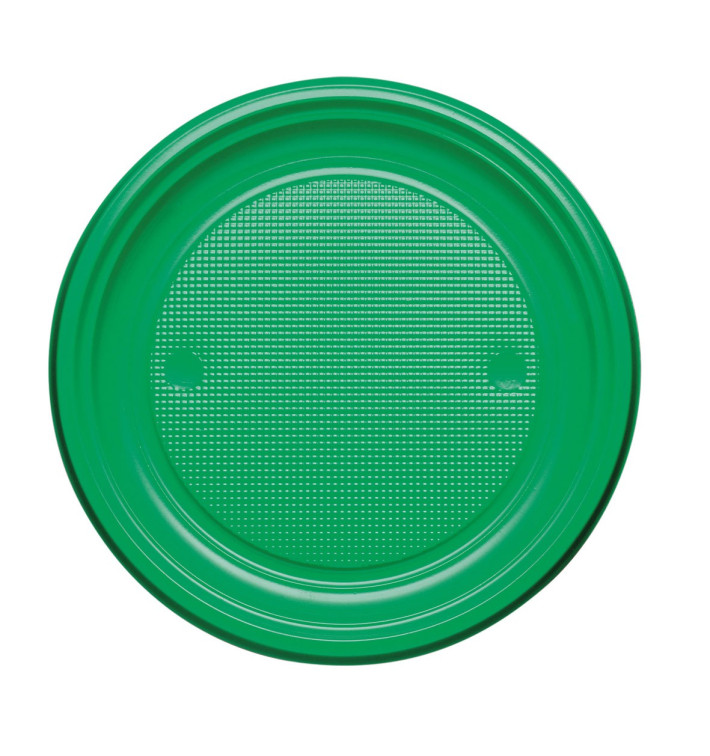 Plastic bord PS Plat groen Ø17 cm (1100 stuks)