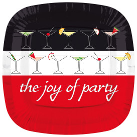 Papieren bord Vierkant "Joy of Party" 23cm (8 stuks) 