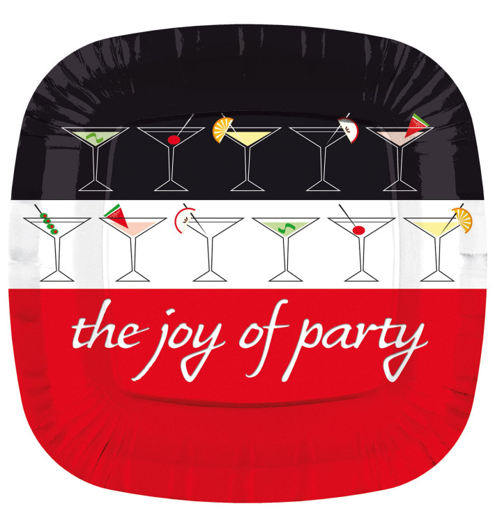 Papieren bord Vierkant "Joy of Party" 23cm (8 stuks) 