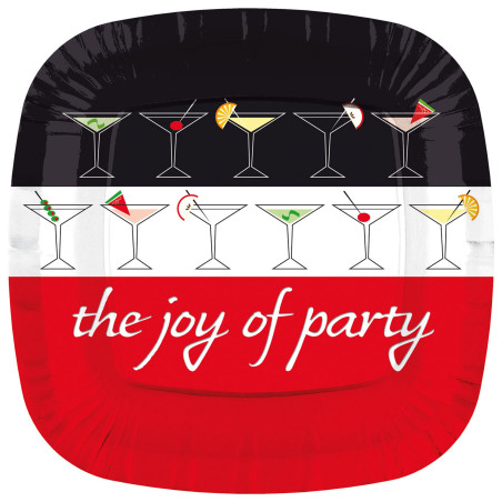 Papieren bord Vierkant "Joy of Party" 23cm (8 stuks) 