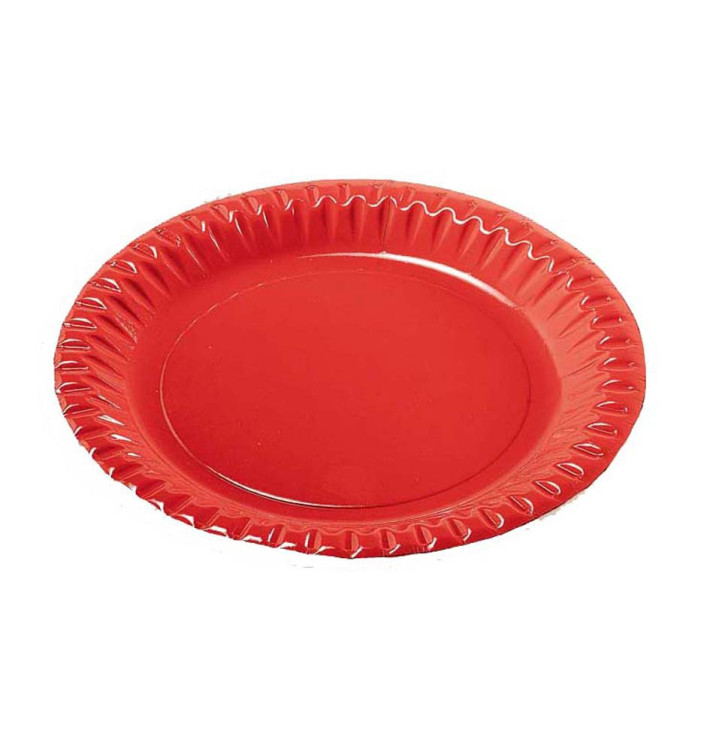 Papieren bord Rond vormig "Party" rood 23cm (300 stuks)