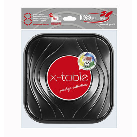 Plastic bord PP "X-Table" Vierkant zwart 18 cm (8 stuks) 