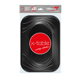 Plastic dienblad microgolfbaar "X-Table" zwart 33x23cm (2 stuks) 