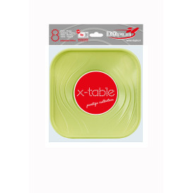 Plastic bord PP "X-Table" Vierkant Lime 18 cm (8 stuks) 