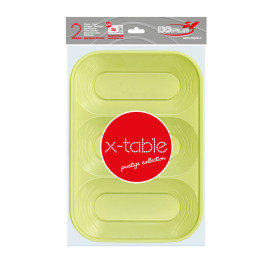 Plastic dienblad microgolfbaar "X-Table" 3C limoengroen 33x23cm (30 stuks)