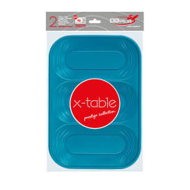 Plastic dienblad microgolfbaar "X-Table" 3C turkoois 33x23cm (30 stuks)