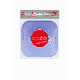 Plastic bord PP "X-Table" Vierkant paars 18 cm (8 stuks) 