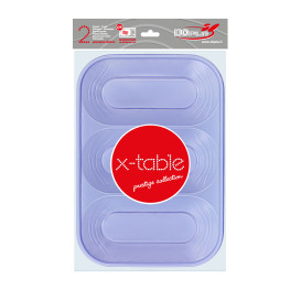 Plastic dienblad microgolfbaar "X-Table" 3C paars 33x23cm (2 stuks) 