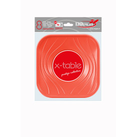 Plastic Kom PP Vierkant "X-Table" oranje 18x18cm (8 stuks) 