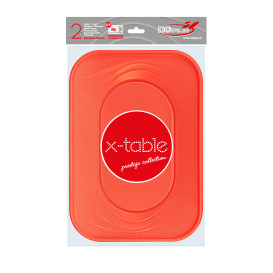 Plastic dienblad microgolfbaar "X-Table" oranje 33x23cm (2 stuks) 