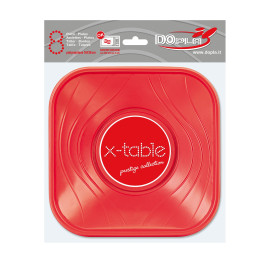 Plastic Kom PP Vierkant "X-Table" rood 18x18cm (8 stuks) 