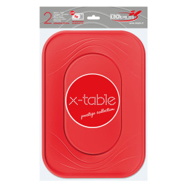 Plastic dienblad microgolfbaar "X-Table" rood 33x23cm (2 stuks) 