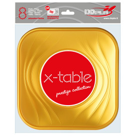 Plastic bord PP "X-Table" Vierkant goud 23 cm (120 stuks)