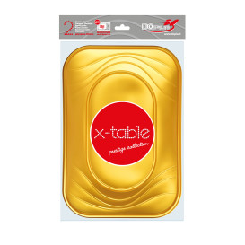 Plastic dienblad microgolfbaar "X-Table" goud 33x23cm (2 stuks) 