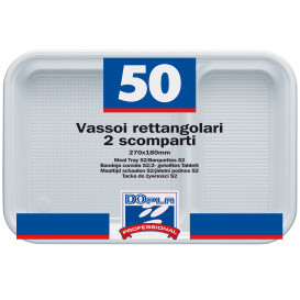 Plastic Compartment dienblad wit 2C 27x18cm (300 stuks)