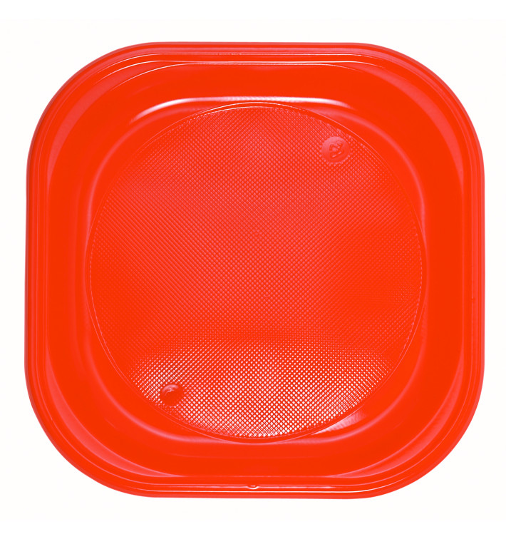 Plastic bord PS Vierkant oranje 20x20 cm (30 stuks) 